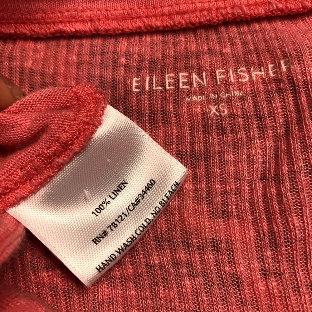 Eileen Fisher Pink Ribbed 100% Linen Top Women’s Size XS - Picture 8 of 9